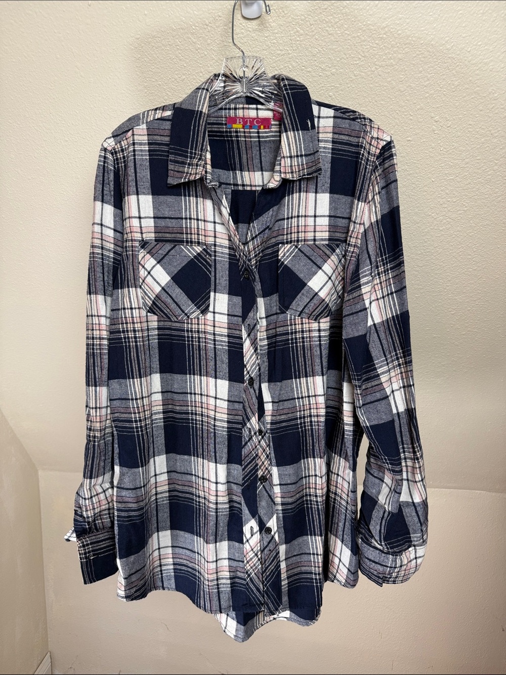 BTC Flannel Tunic Length Shirt Size Large